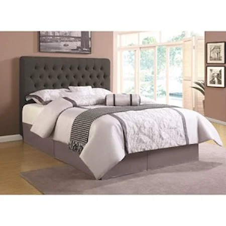 Queen Upholstered Headboard with Tufting in Light Color Fabric